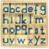 small movable alphabet , blue